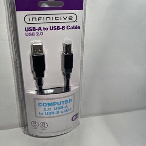 Black USB-A to USB-B Cable USB 2.0 New 6 ft